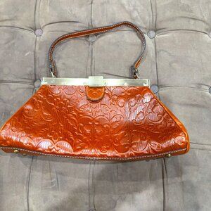 Patricia Nash Tooled Ferrara Leather Satchel Handbag, Brit Tan